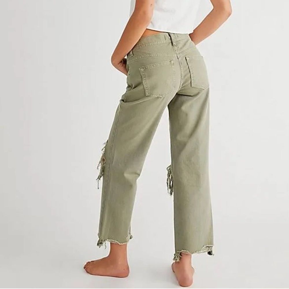 Free People Olive Maggie Mid-Rise Straight Jeans - Picture 2 of 7